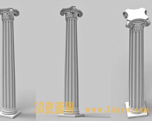 精细的罗马柱3D模型