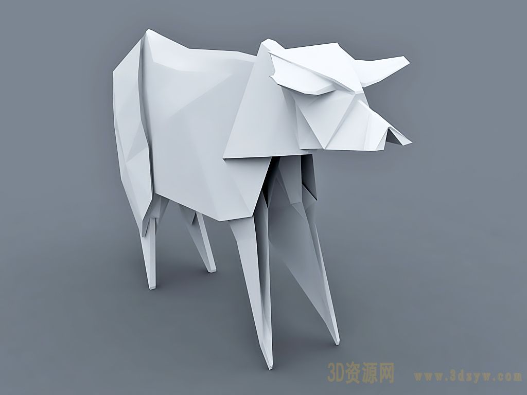 手工艺品 牛折纸模型