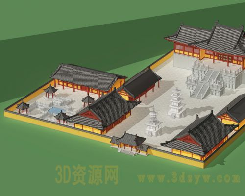 室外建筑 古代建筑模型 古建筑模型 古代庭院 古代房子