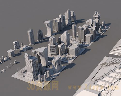 免费C4D模型套装-现代科幻建筑创意场景 科技 科幻城市