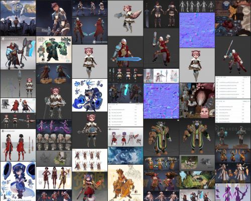 全套Shardboundn次时代精品3DMAX角色模型 男骑士 女剑客 枪兵 男枪手 斧头战士 全套动作及原画