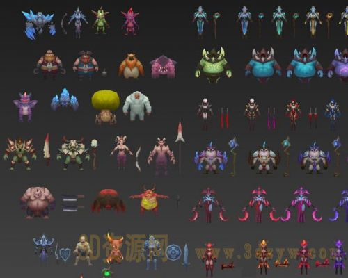 游戏地下城王朝角色NPC 怪物 武器3D模型300多个