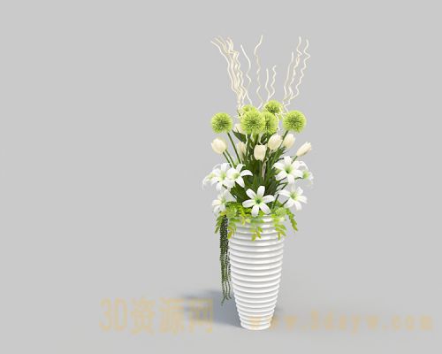 植物花卉插花花瓶模型