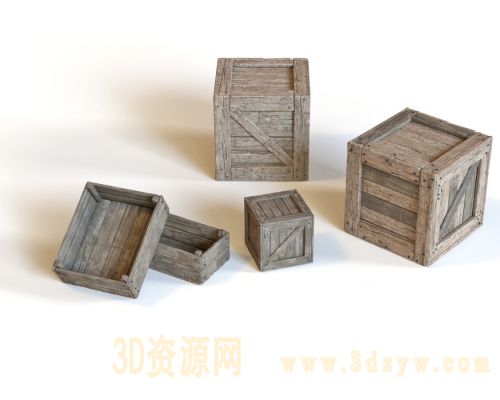 木箱子模型 木盒 木板箱 码头木箱