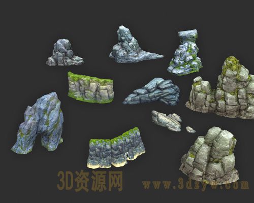 游戏石头模型 石头石山