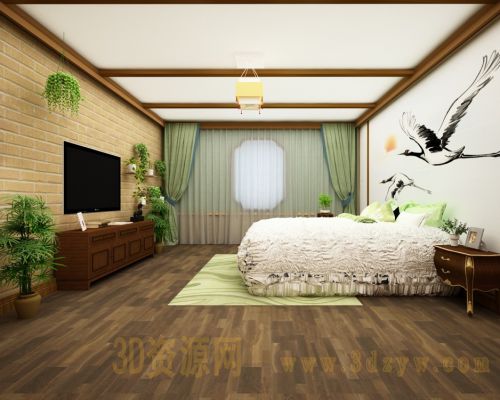 室内卧室模型 卧室效果图