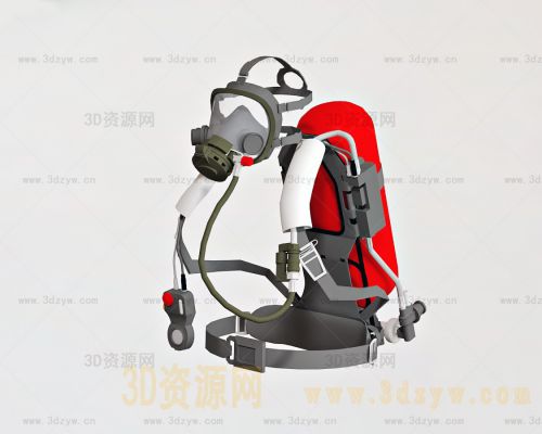 氧气呼吸器模型 防毒面具 氧气罐 火灾抢险正压式呼吸器 应急救援呼吸保护装置 呼吸道防护装备