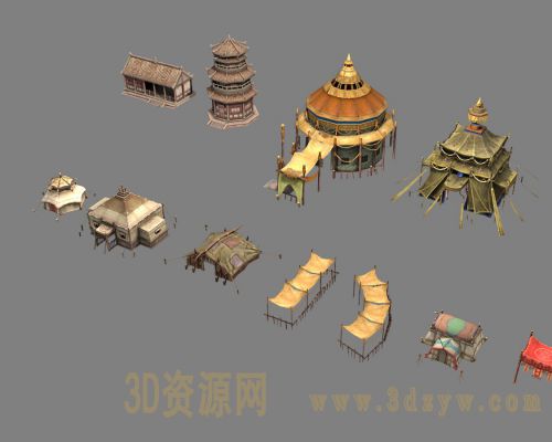 游戏帐篷模型合集 古建筑 古塔