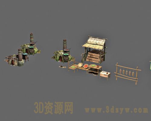 游戏铁匠铺模型  药材铺