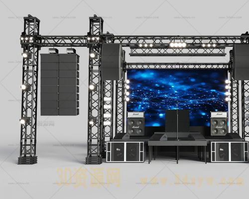 舞台桁架模型 舞台架子 音箱模型 舞台射灯模型 舞台模型