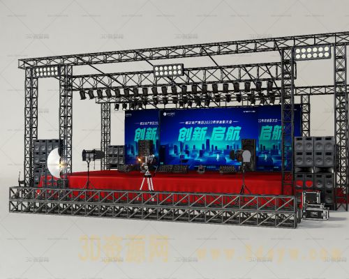 舞台桁架模型 舞台架子 音箱模型 舞台射灯模型 舞台模型